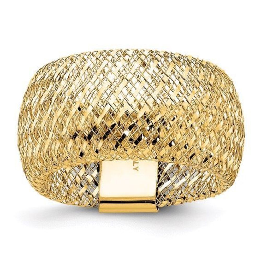 Leslie's 14K Yellow Gold Mesh Stretch Ring – Made in Italy | Lifetime Guarantee